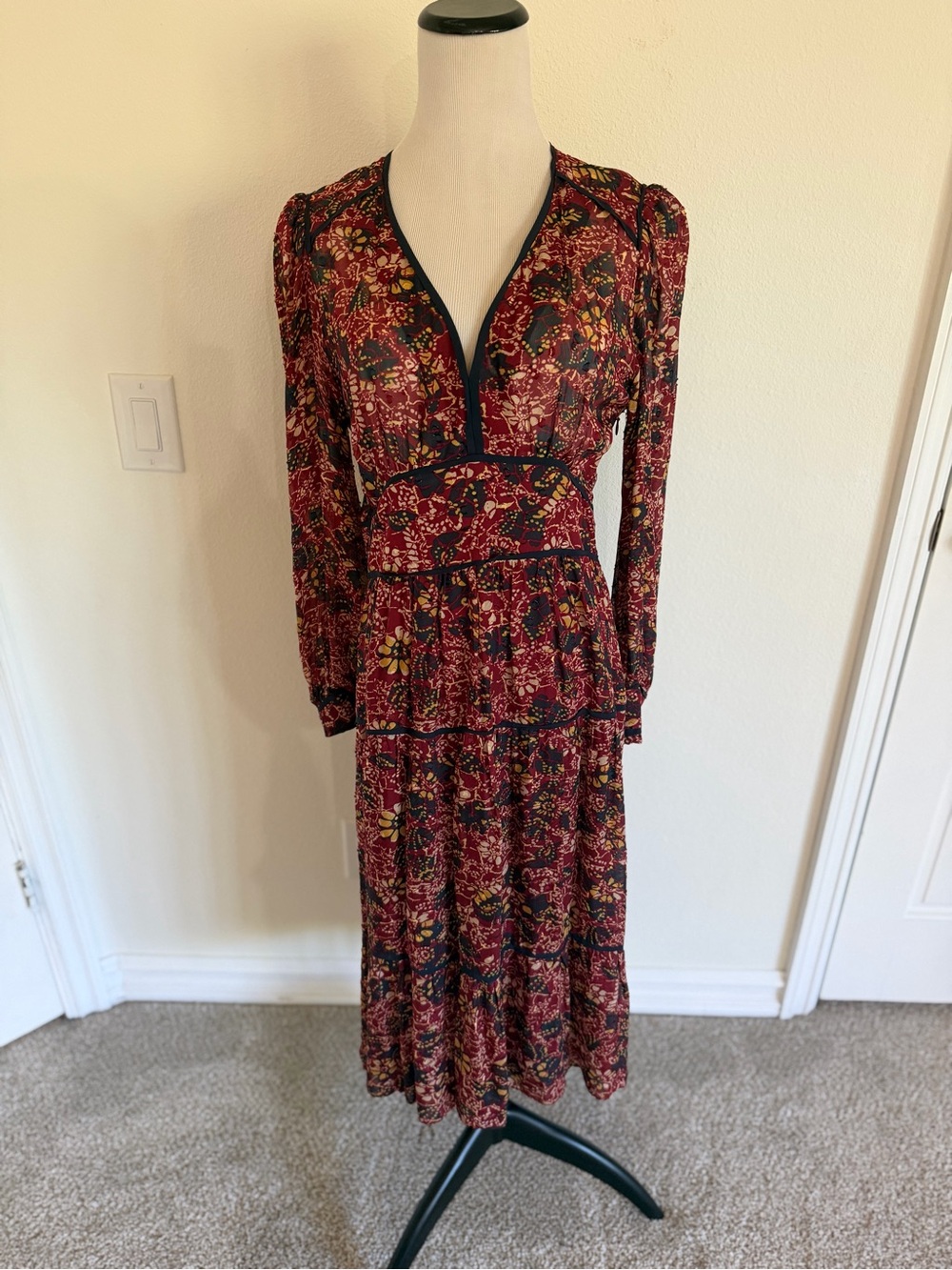 ABSOLUTELY GORGEOUS BA&SH "GIGI" PRINTED MIDI DRESS Small